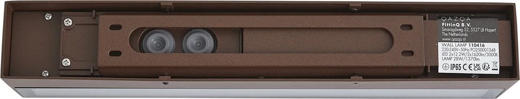 Przemysłowy kinkiet zewnętrzny rdzawobrązowy 38 cm z LED IP65 - Hannah