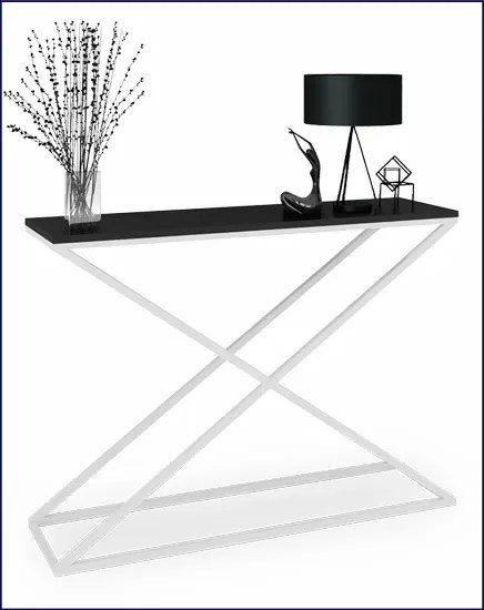 Wąska konsola w nowoczesnym stylu biały + czarny P4-F89