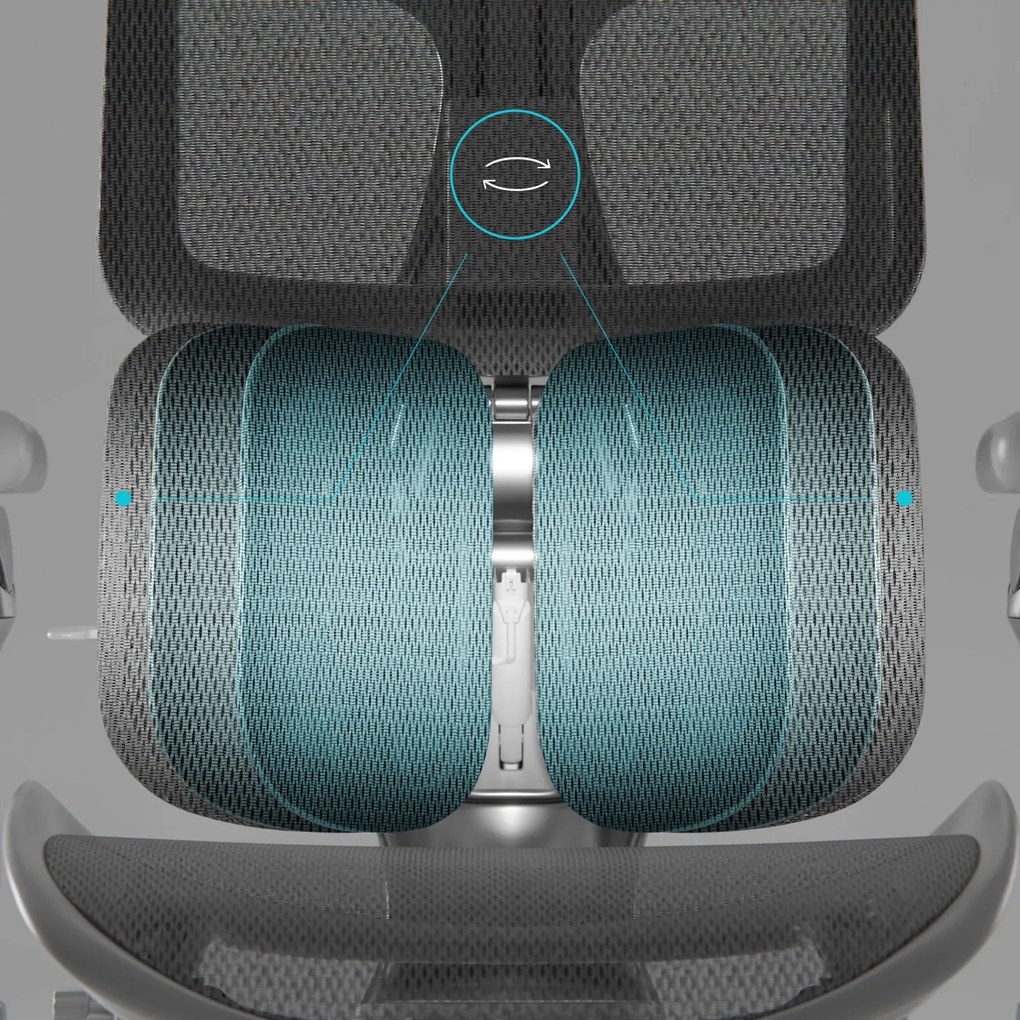 Ergonomiczny fotel z regulowanym podnóżkiem Brave V-Kinetic szary