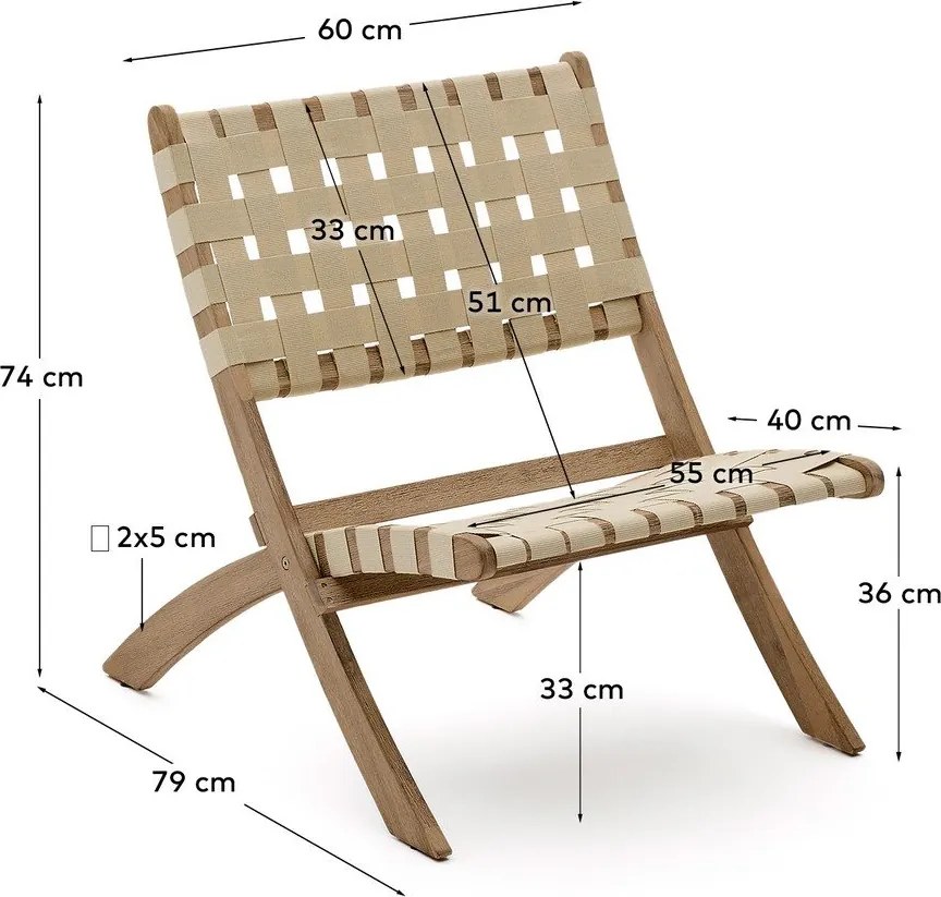 Drewniany fotel ogrodowy w naturalnym kolorze Chabeli – Kave Home