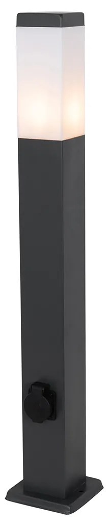 Lampa zewnętrzna ciemnoszara 80 cm z gniazdkiem IP44 - Malios