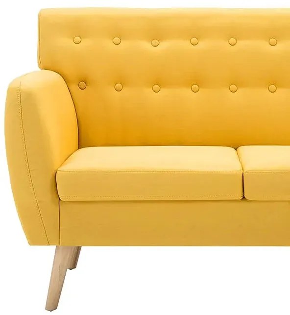 3-osobowa żółta sofa pikowana - Lilia