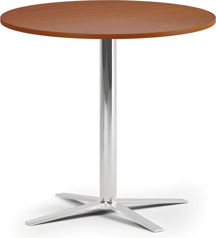 Stolik kawowy AURA, średnica 60 cm, chrom podstawa, czereśnia