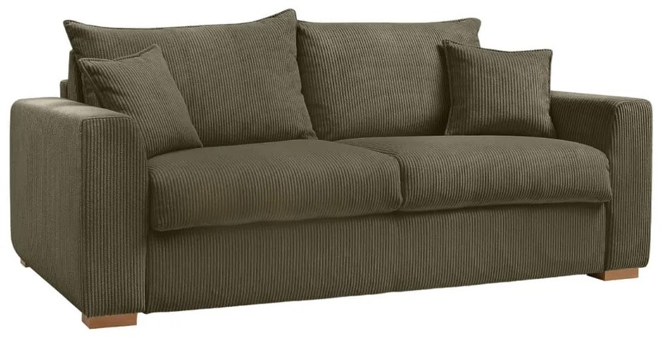 Zielonobrązowa sztruksowa rozkładana sofa 225 cm Augustin – Bobochic Paris