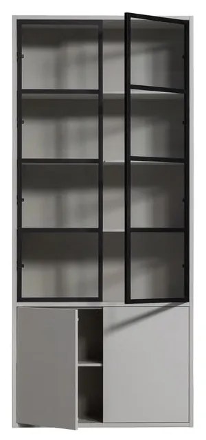 Jasnoszara witryna z litego drewna sosnowego 101x230 cm Basic – vtwonen