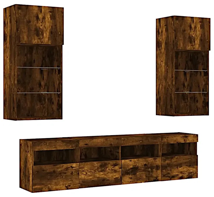 5-częściowy zestaw mebli w kolorze przydymionego dębu - Ramoni