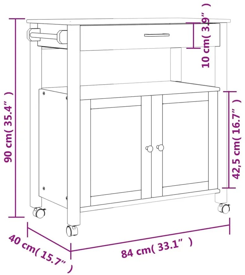 Biały wózek kuchenny z blokadą kółek C7-C24