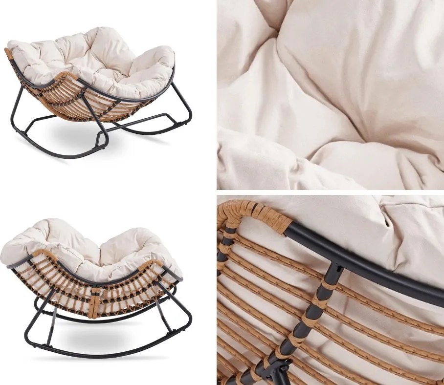 Bujany fotel ogrodowy z poduszką Elton, beżowy