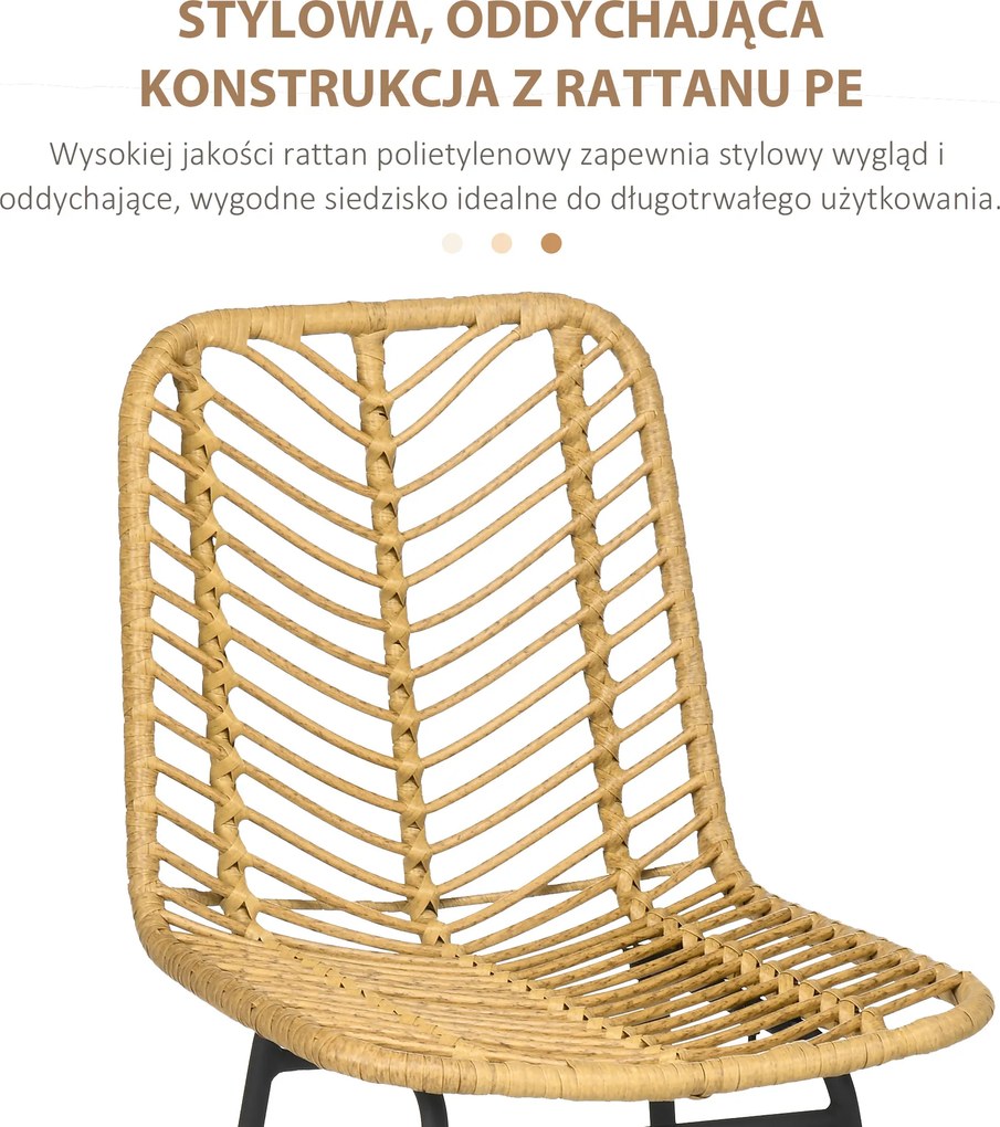 HOMCOM Hokery Barowe 2szt Elegancki Wygląd Rattan z Oparciem Maksymalny Komfort i Nowoczesny Styl Idealne do Kuchni i Salonu | Aosom PL
