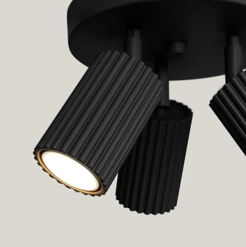 Plafon trzypunktowy KARBON 3P czarny okrągły SOLLUX LIGHTING
