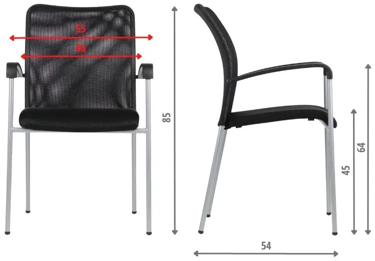 Krzesło biurowe HN-7501 czarne/aluminium STEMA