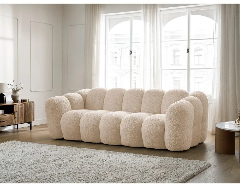 Jasnobrązowa sofa z materiału bouclé 232 cm Hippolyte – Bobochic Paris