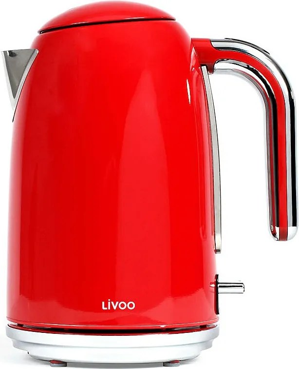 Elektryczny czajnik retro czerwony 1,7L stal nierdzewna bezprzewodowy 2200W z filtrem antywapiennym i automatycznym wyłączaniem