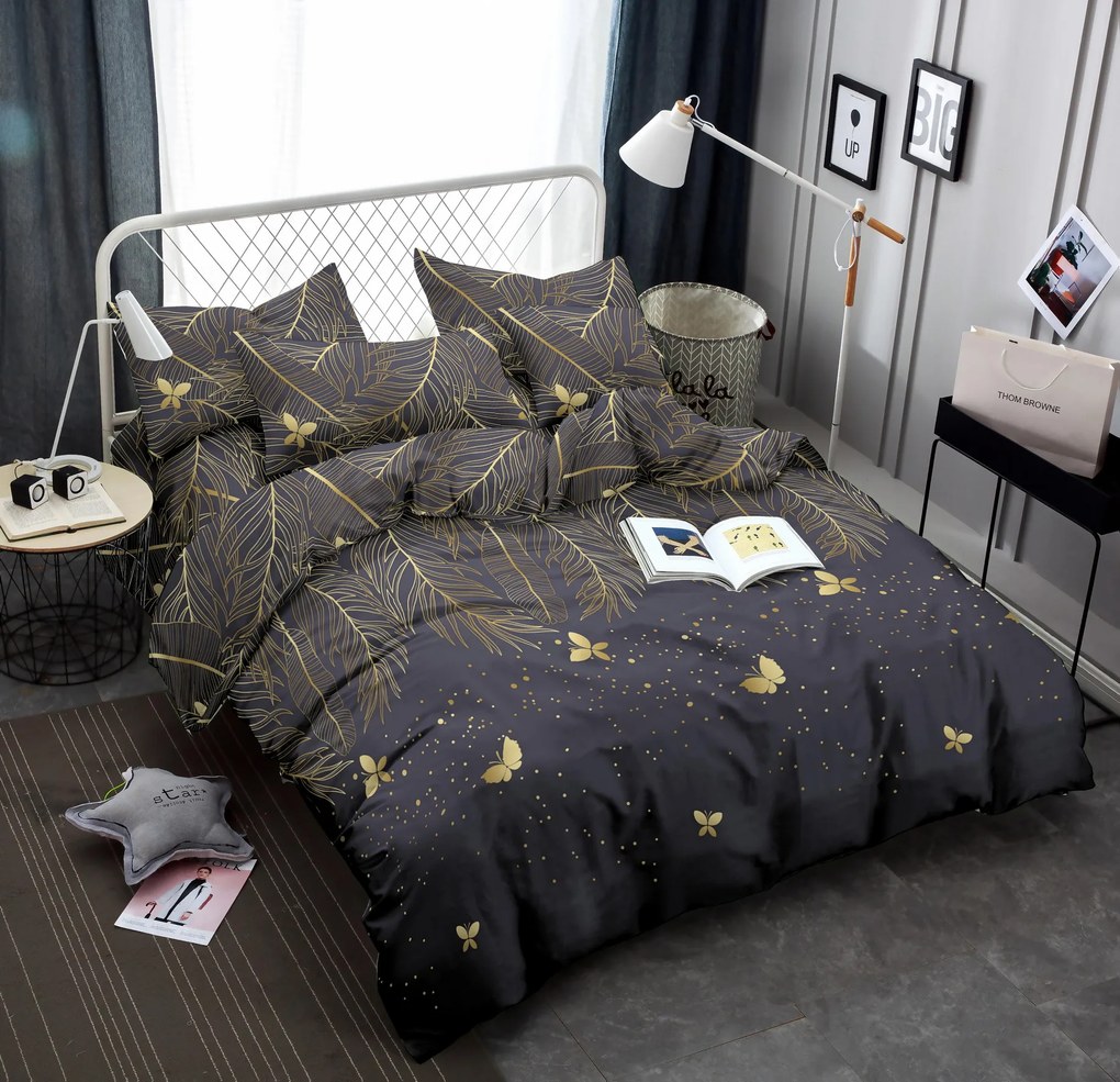 PrzytulneMieszkanie.pl PrzytulneMieszkanie.pl Pościel z mikrowłókna VISATA czarna Rozmiar pościeli: 70 x 80 cm | 140 x 200 cm