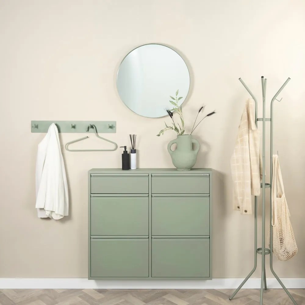 Szarozielona metalowa uchylna szafka na buty 98x86x15 cm Billy – Spinder Design