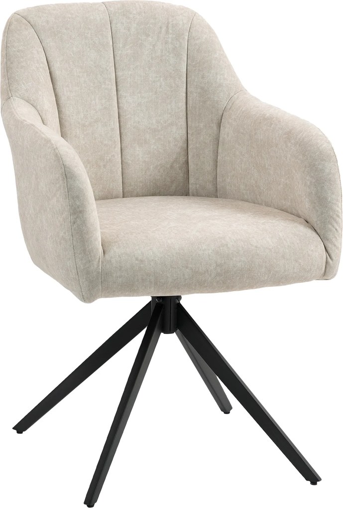 HOMCOM Obrotowe Krzesło Akcentowe, Fotel z Tkaniny, Podłokietniki, Nogi Stalowe, Do Salonu, Sypialni, Biura, Kolor Beżowy