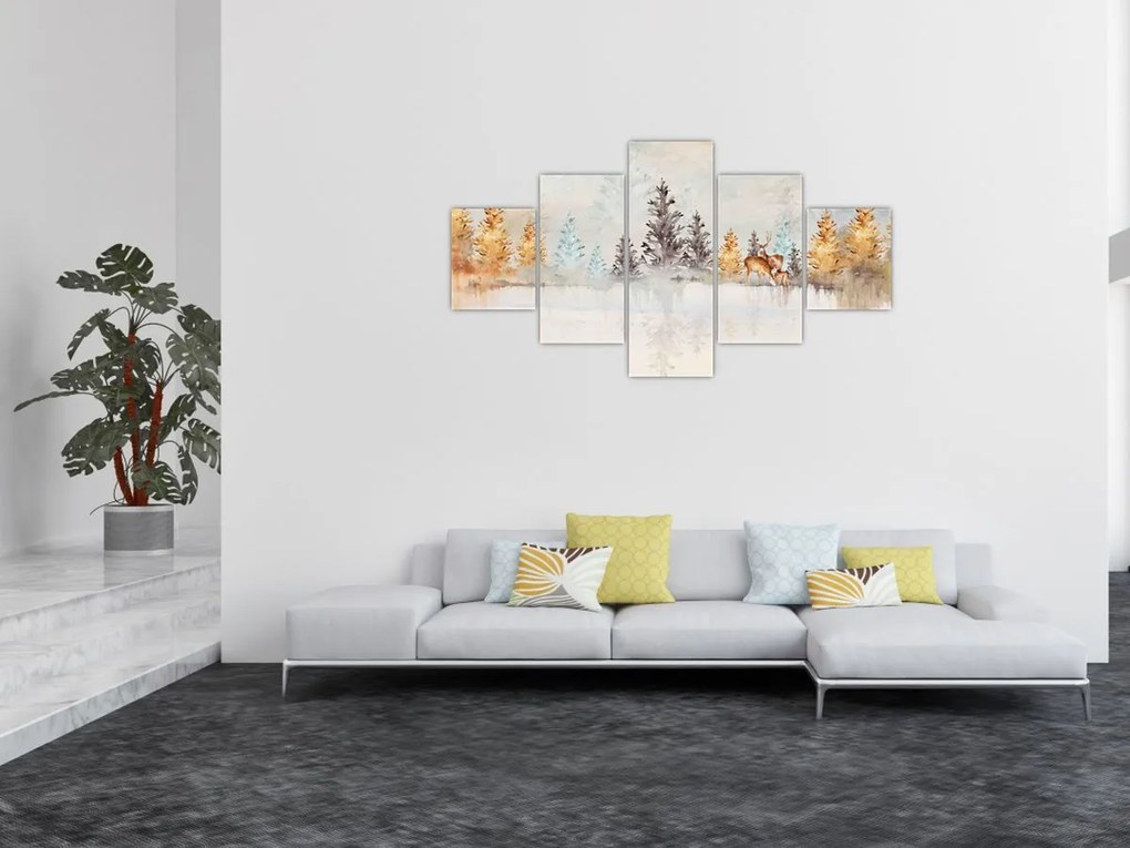 Obraz - Akwarelowy las (125x70 cm)