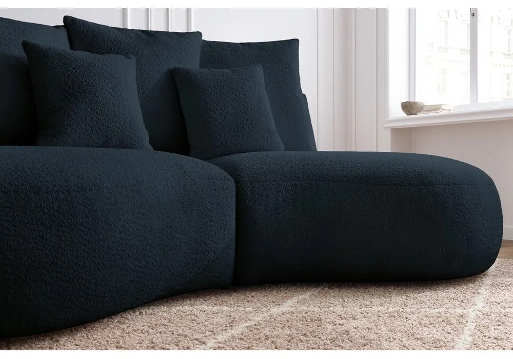 Ciemnoniebieska sofa z materiału bouclé 260 cm Saint-Germain – Bobochic Paris