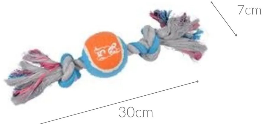 Zabawka dla psa, sznur z piłką tenisową, 30 cm