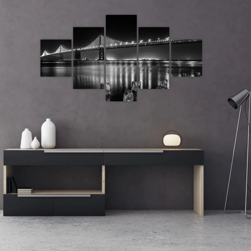 Obraz - Czarno - biały most (125x70 cm)
