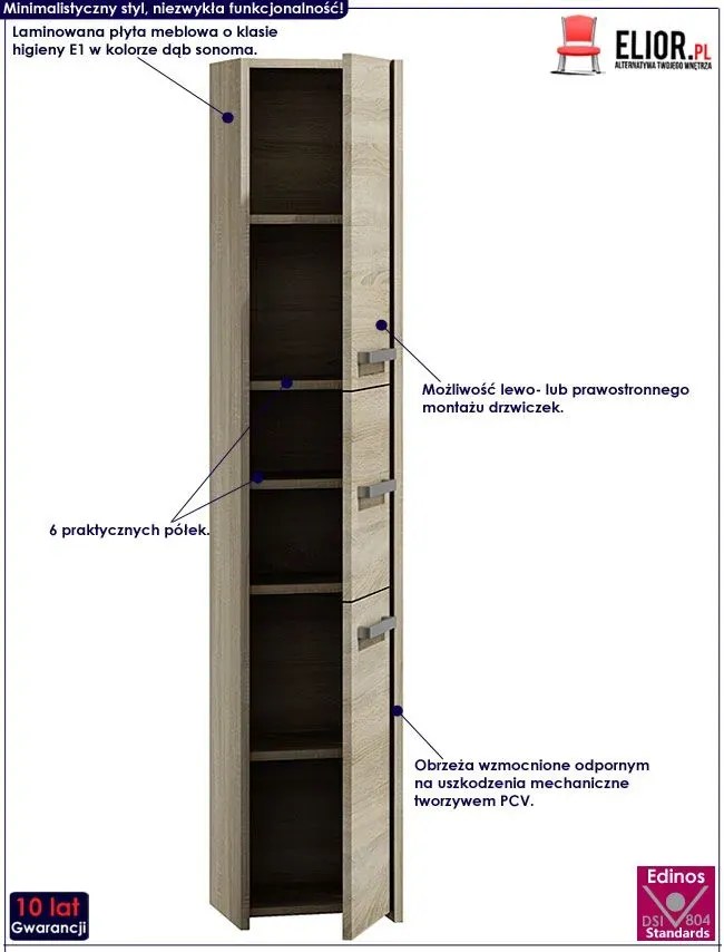 Szafka wąska łazienkowa sonoma dąb B5-N38