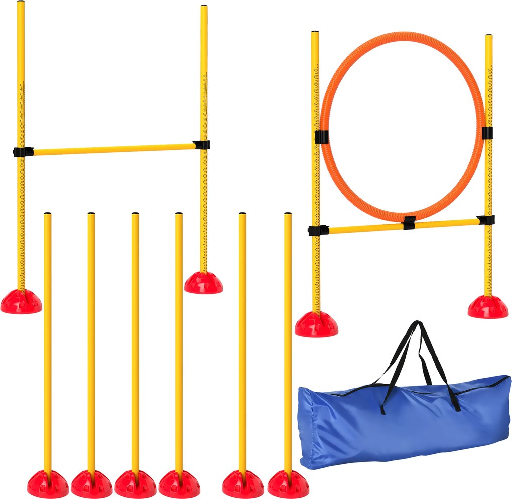 PawHut 3-częściowy Wypełnialny Zestaw Agility dla Psów do Treningu Zręczności z Słupkami Slalomowymi