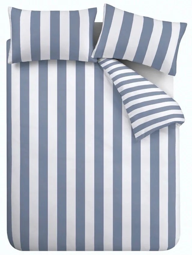 Biało-niebieska pościel dwuosobowa 230x220 cm Cove Stripe – Catherine Lansfield