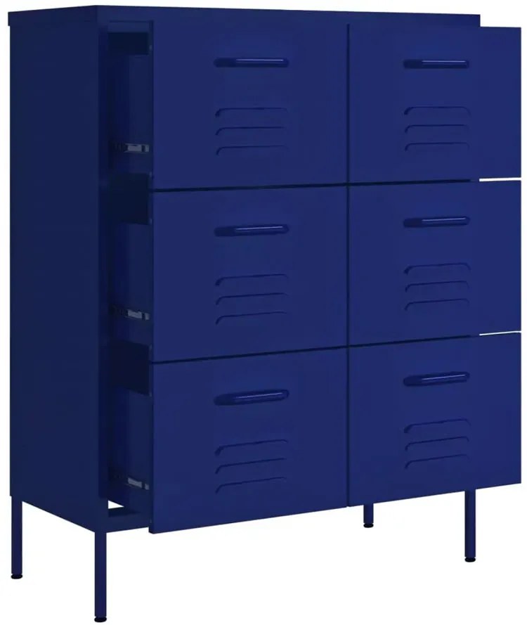 Granatowa stalowa szafka z 6 szufladami L2-R61