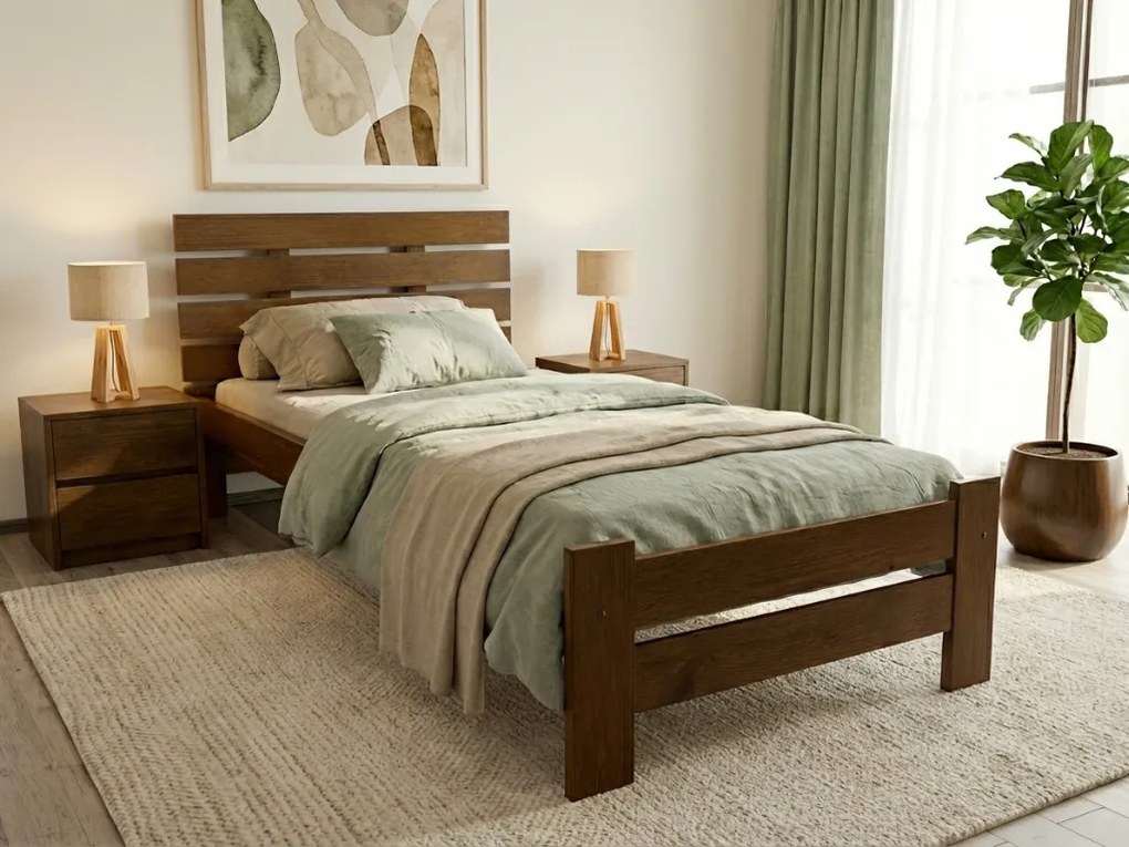 Łóżko PARIS podwyższone 80 x 200 cm, dąb Stelaż: Ze stelażem listwowym rolowanym, Materac: Materac Deluxe 10 cm