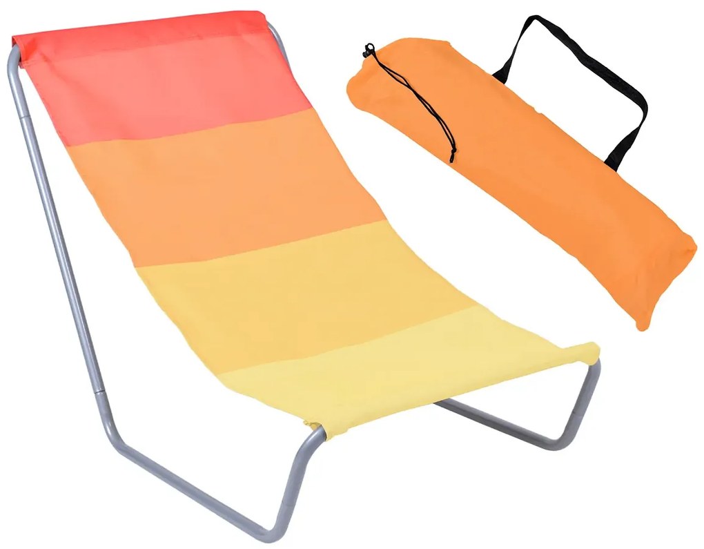 Składany leżak turystyczny w pomarańczowe pasy D0-F12