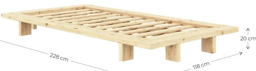Brązowe łóżko jednoosobowe z litego drewna sosnowego ze stelażem 90x200 cm Japan – Karup Design