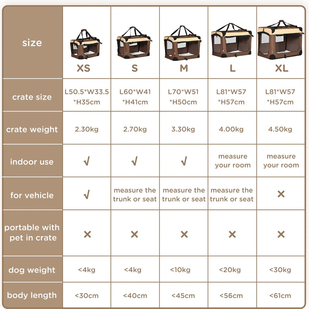 PawHut Torbik transportujący Torba transportowa, 3 wejścia, składana, 70 x 51 x 50 cm, Brązowy + Beżowy