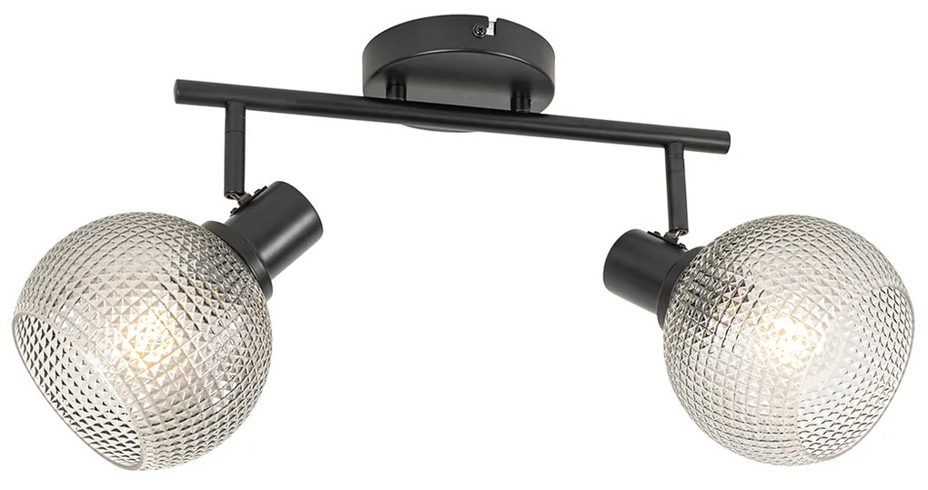 Designerski reflektor czarny z dymionym szkłem 2-światła - Chico