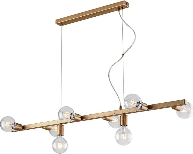 Lampa wisząca Fabian z czarnego i złotego lakierowanego żelaza, 8 świateł, dł. 121 x 16 cali, BL293-8-OR