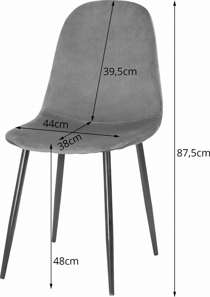 PROMOCJA Ciemnoszare krzesło aksamitne COMO z czarnymi nogami II. jakość