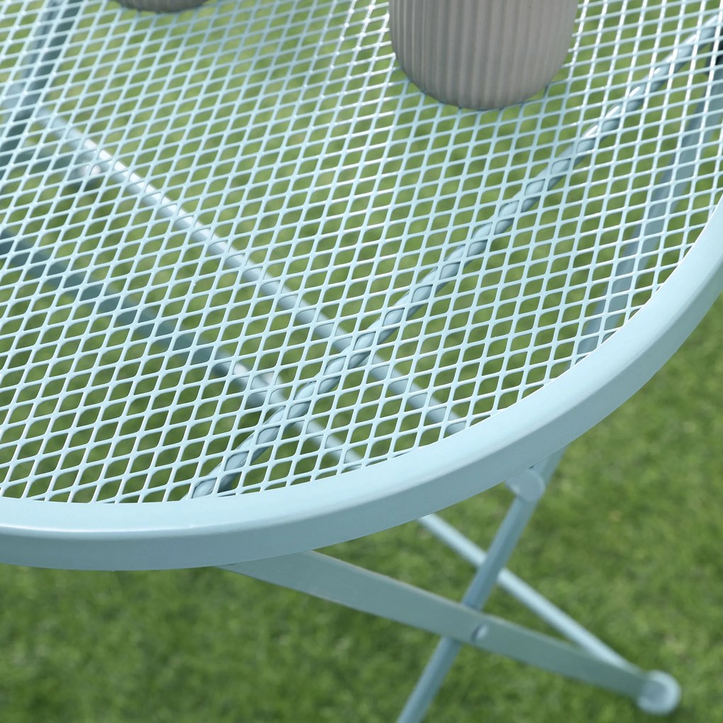 3-częściowy zestaw bistro składający się ze stołu i 2 krzeseł metalowy jasnoniebieski Outsunny