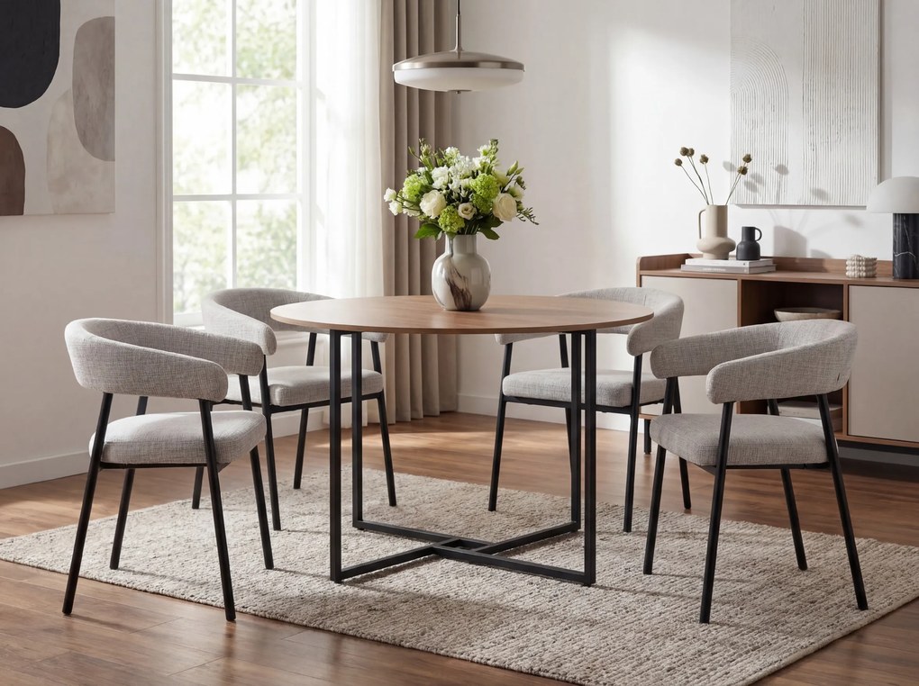 Krzesło jadalniane KATANA z czarnymi nogami, szare