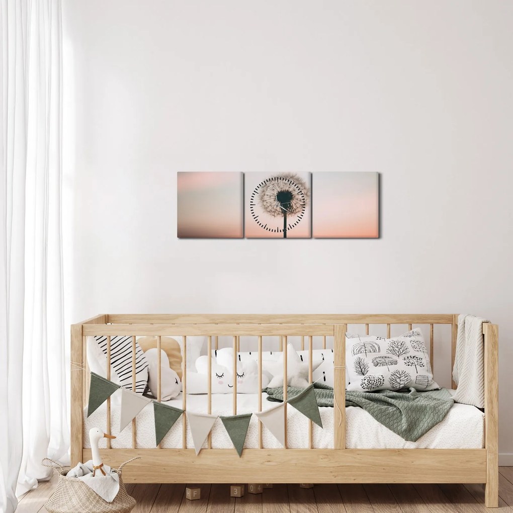 Obraz - Trzymam cię, dmuchawcu (z zegarem) (90x30 cm)