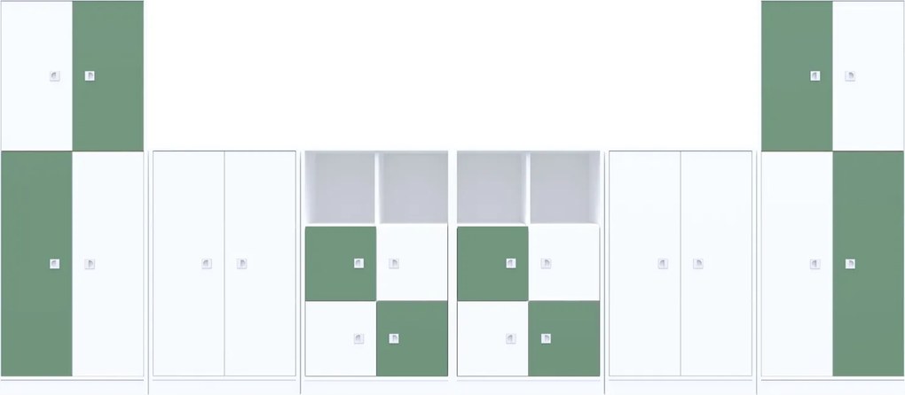 Zestaw mebli do pracowni szkolnych Blox Colours 19, fronty pastelowe zielone