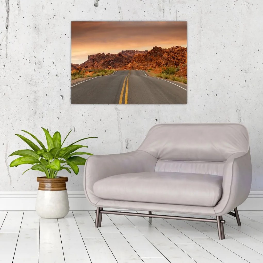 Obraz na szkle - droga w górach (70x50 cm)