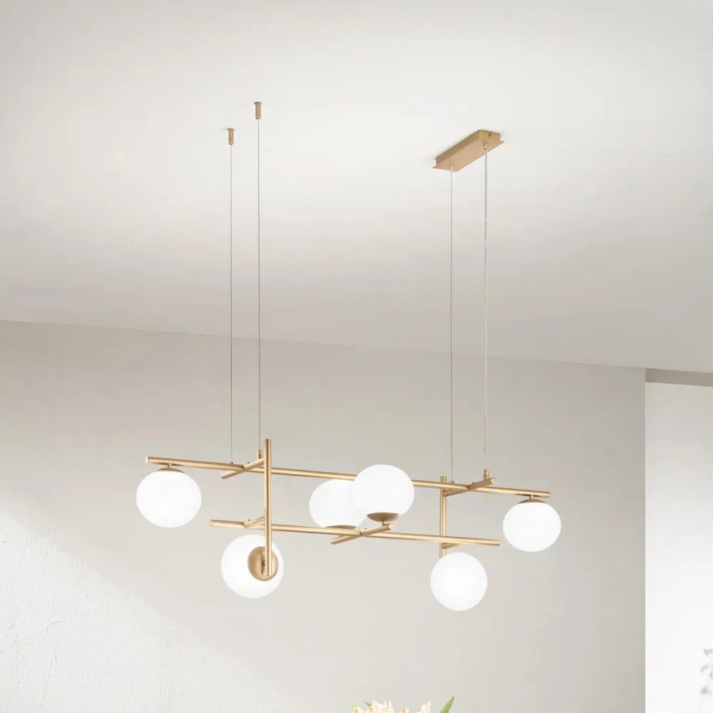 Ondaluce - Żyrandol na lince JEWEL 6xE14/10W/230V złoty/biały