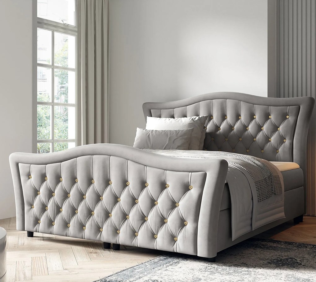 Jasnoszare łóżko kontynentalne 5 rozmiarów W2-W18