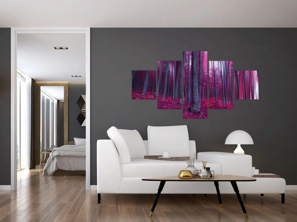 Obraz różowego lasu (125x70 cm)