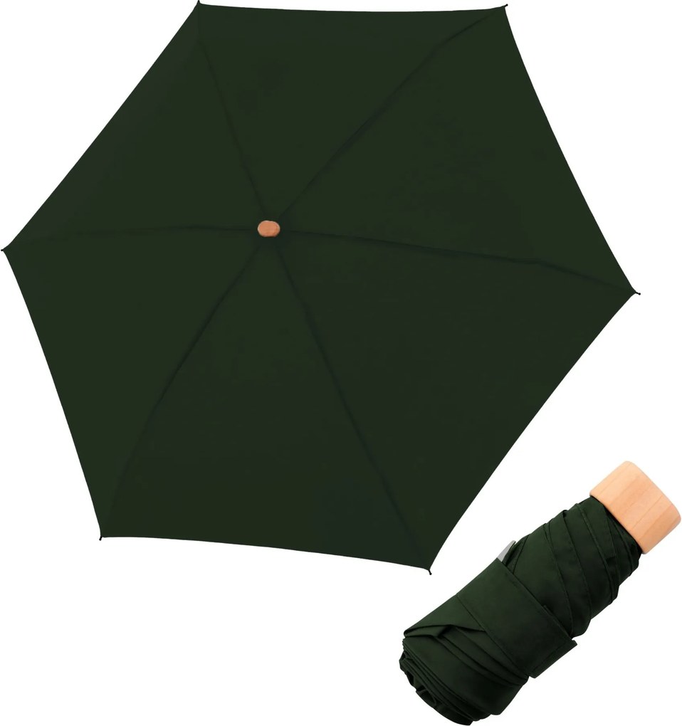 Doppler Nature Mini Cork Deep Olive damski parasol składany