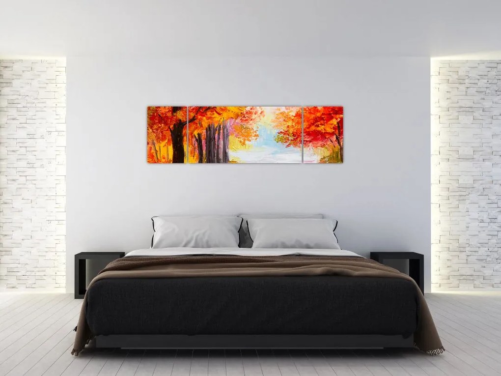 Obraz - Obraz olejny, kolorowa jesień (170x50 cm)