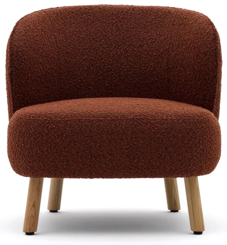 Fotel z materiału bouclé w kolorze terakoty Ulit – Kave Home