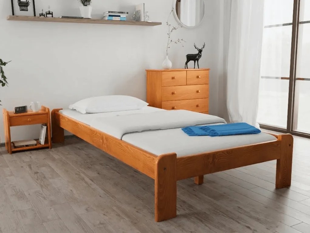 Łóżko ADA 80 x 200 cm, olcha Stelaż: Ze stelażem listwowym rolowanym elastycznym, Materac: Materac Coco Maxi 20 cm