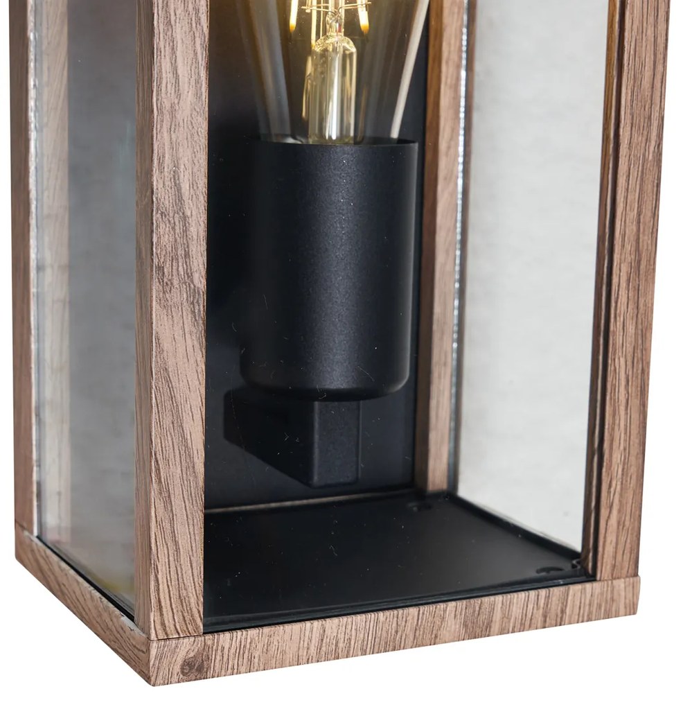 Industrialny kinkiet z nadrukiem drewna 26 cm IP44 - Charlois