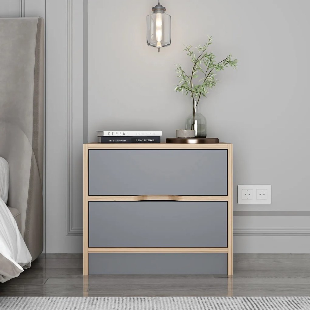 Stolik nocny Elina Walnut Anthracite