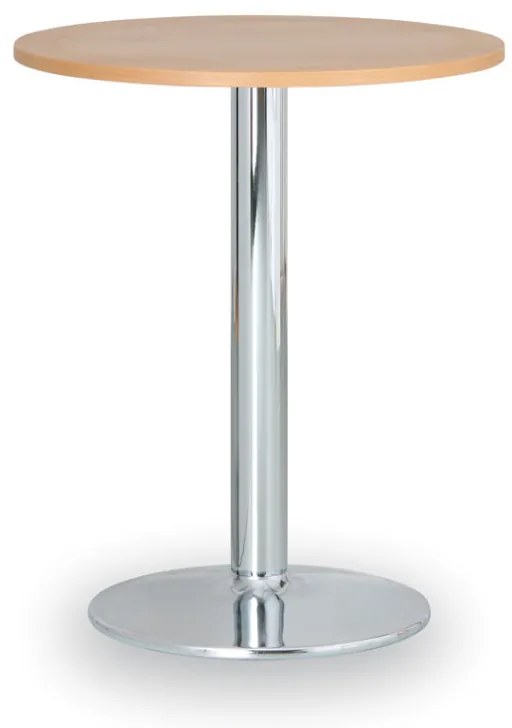 Stolik konferencyjny ZEUS II, średnica 80 cm, chromowana podstawa, buk